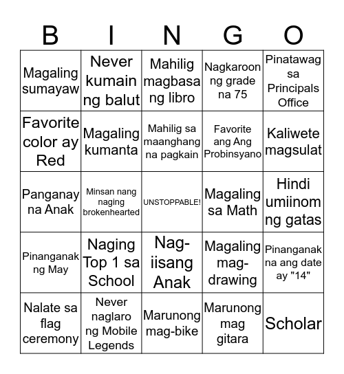 HUMAN BINGO Card