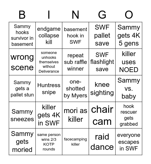 sammytBingo Card