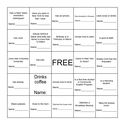 Find Someone Who... Bingo Card