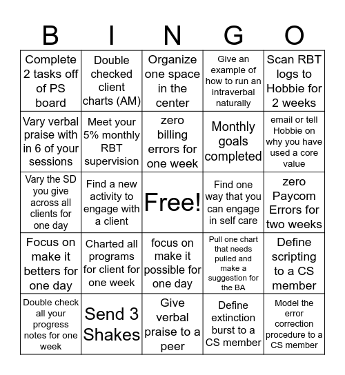 FWAC BT Bingo Card