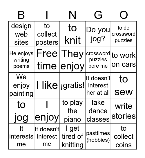 Es2 Un5 Vocab 2 Bingo Card