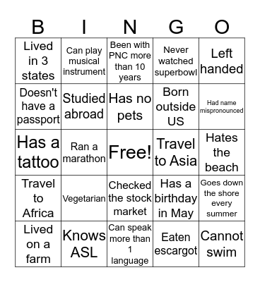 DIVERSITY BINGO  Bingo Card