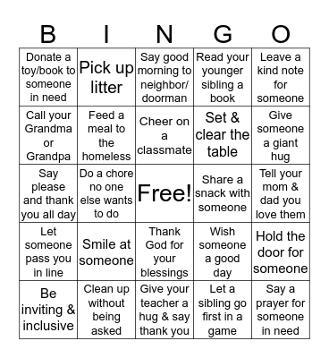 30 DAYS OF RAMADAN, 30 DAYS OF KINDNESS Bingo Card