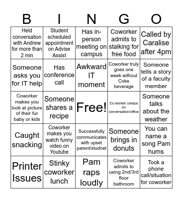 Summer Student Services Bingo Card