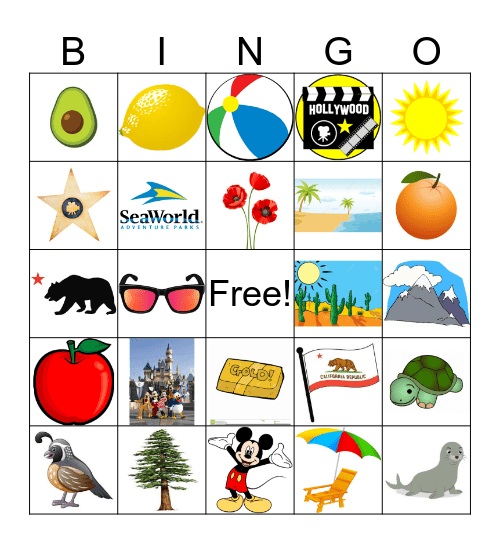 California Bingo Card