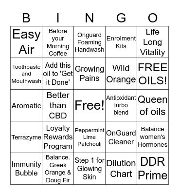 Wine and Wellness BINGO Card