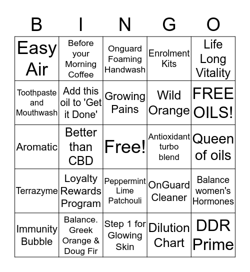 Wine and Wellness BINGO Card