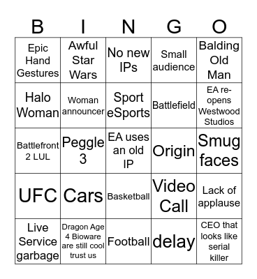 EA Bad Bingo Card