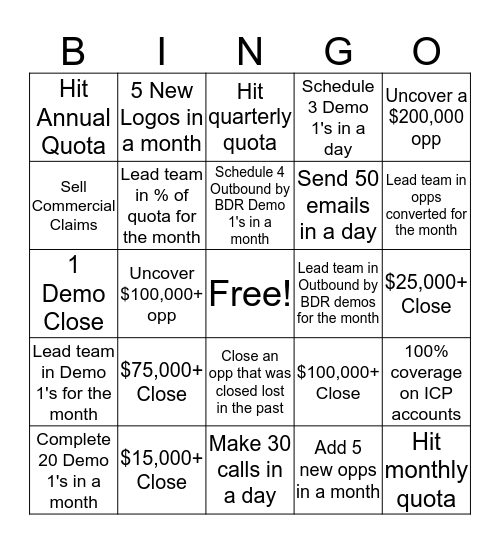 Definitive Sales Bingo Card