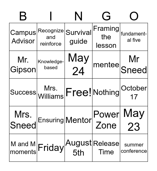 KEEPS End of Year Bingo Card