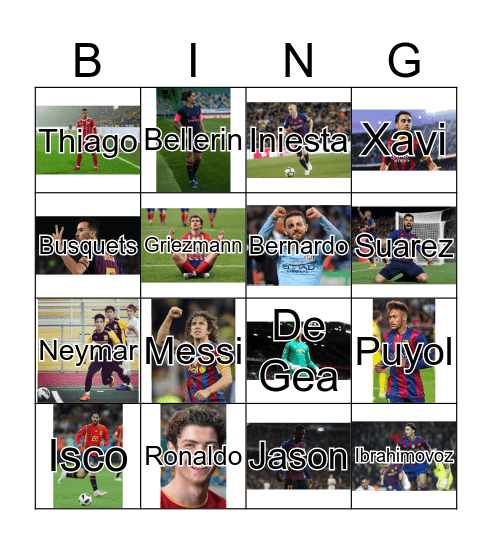 Spanish Soccer Players Bingo Card