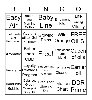 Wine and Wellness BINGO Card