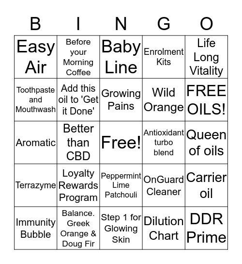 Wine and Wellness BINGO Card