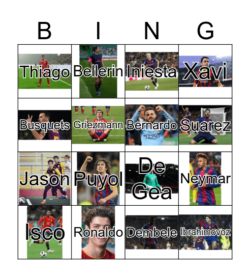 Spanish Soccer Players Bingo Card