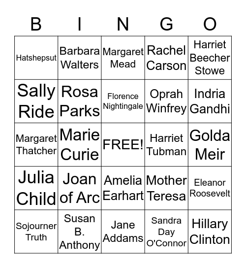 Powerful Women Bingo Card