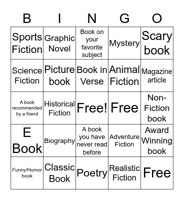 Summer Book Bingo Card