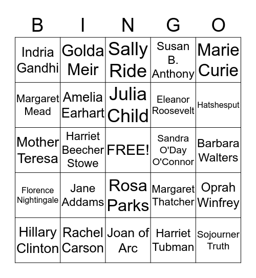 Powerful Women Bingo Card
