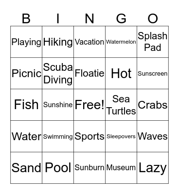 School's Out Bingo Bonanza Bingo Card