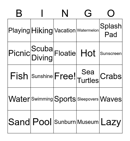 School's Out Bingo Bonanza Bingo Card