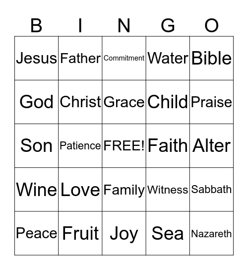 Salvation Bingo Card