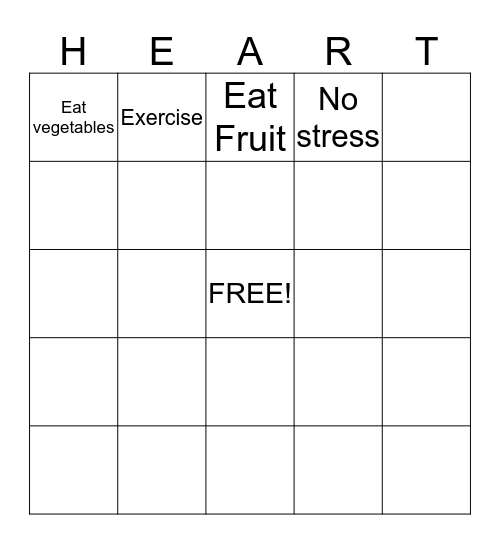 HEART HEALTHY BINGO Card