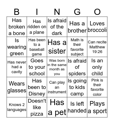 Find Someone Who... Bingo Card