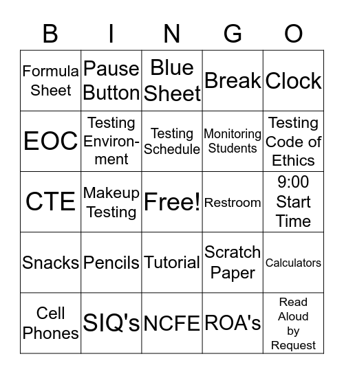 EOY TEST TRAINING Bingo Card