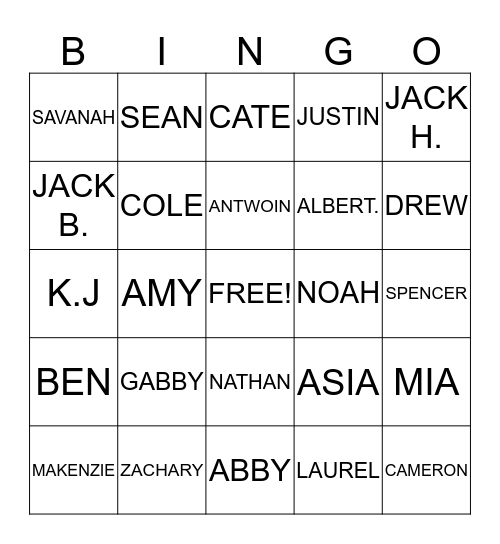 K.CULBERT CASA Bingo Card