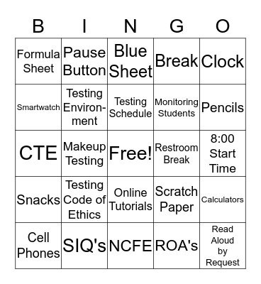EOY TEST TRAINING Bingo Card