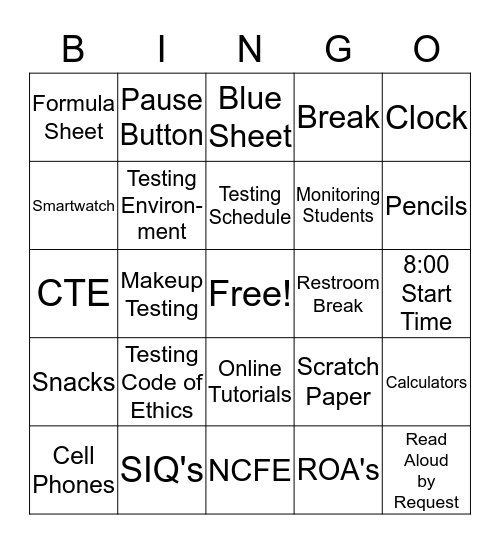 EOY TEST TRAINING Bingo Card