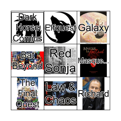 Warp Graphics Comics Bingo Card