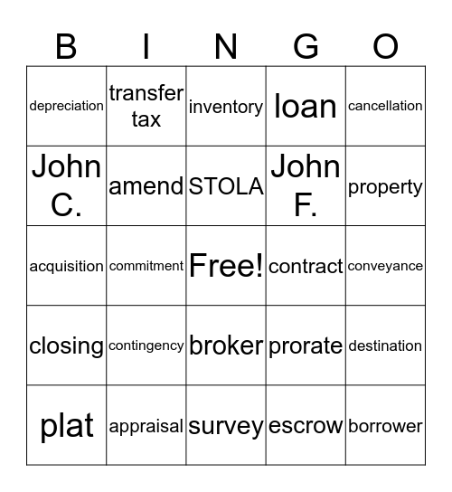 Untitled Bingo Card