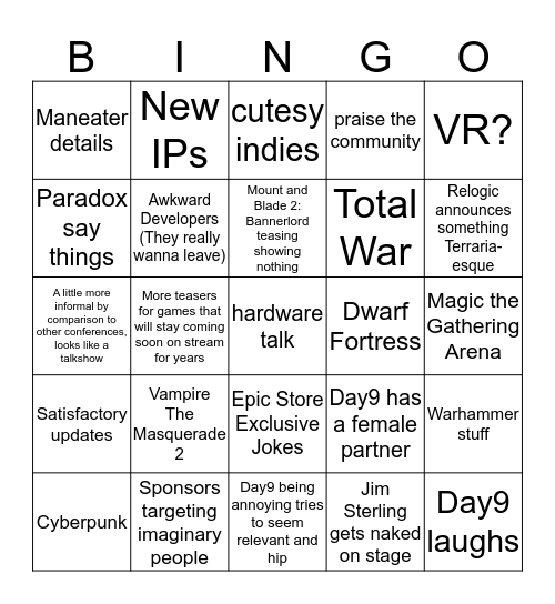 PC Gamer Bingo Card