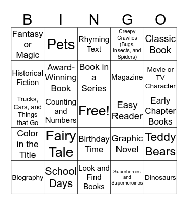 Early Reader Reading Bingo Card
