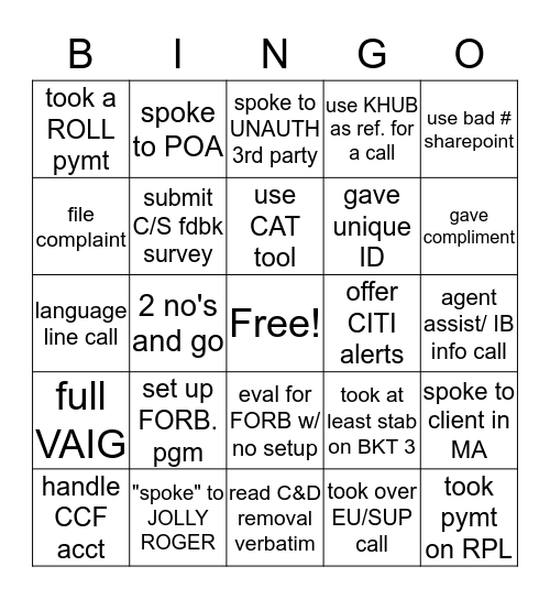 BINGO! 5/21-5/24 Bingo Card