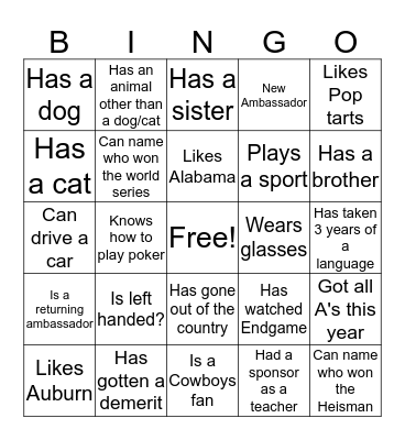 People Bingo Card