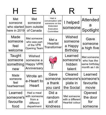 Heartist Bingo Card