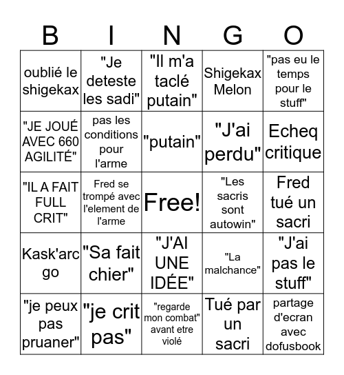 Feca Bingo Card