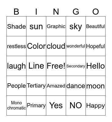 Art Class Bingo Card