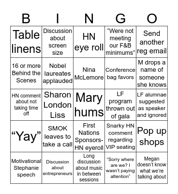 Toronto Matrix Bingo Card