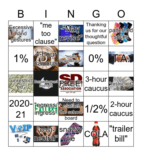 Bargaining Bingo Card