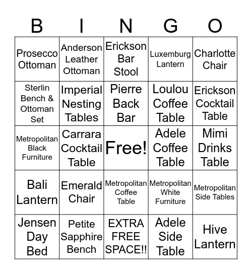 Spring 2019 Line Product Bingo Card