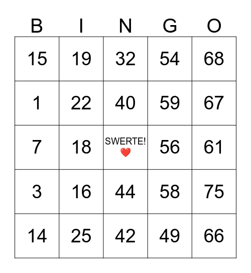 GEE DEE CEE  Bingo Card