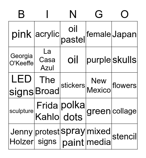 modern art Bingo Card