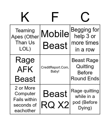 Flee the Facility Bingo Card
