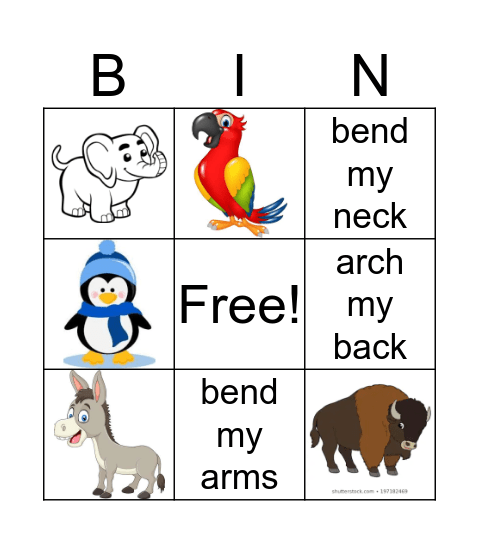 From Head to Toe Bingo Card