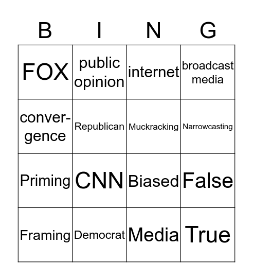 Media  Bingo Card