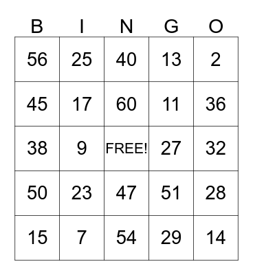 Valentine's Bingo  Bingo Card