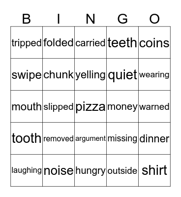 Lesson 38 Bingo Card