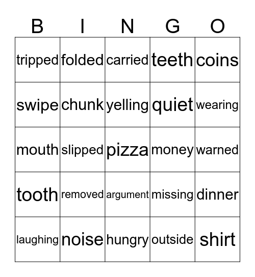 Lesson 38 Bingo Card